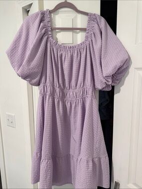 ODDY Lilac Puff-Sleeve Tiered Sundress
